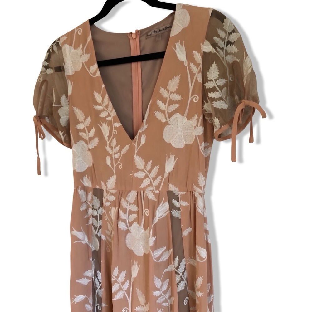 For Love and Lemons | Embroidered Plunge Mia Maxi Dress | Blush Peach Size S - Picture 8 of 14